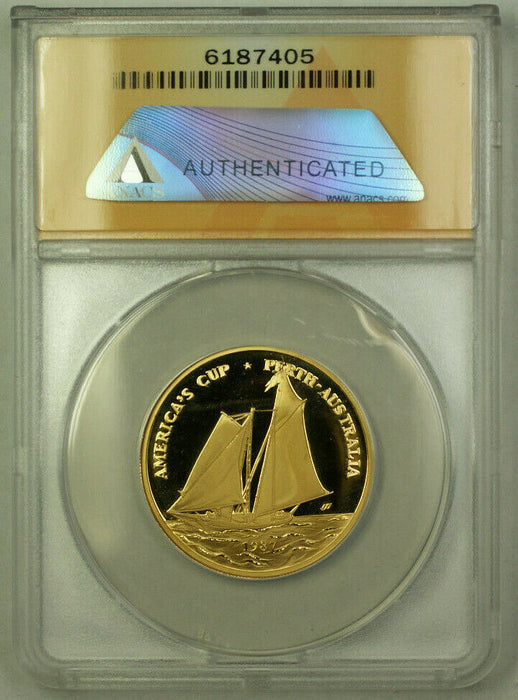1987 Samoa America's Cup 100 Tala Proof Gold Coin ANACS PF-68 DCAM
