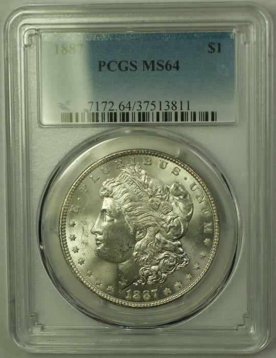 1887 Morgan Silver Dollar $1 Coin PCGS MS-64 (23d) Reverse Struck Through Foil