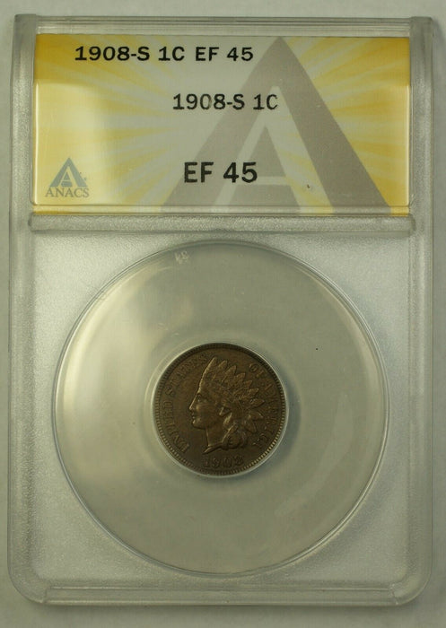 1908-S Indian Head Cent ANACS EF-45