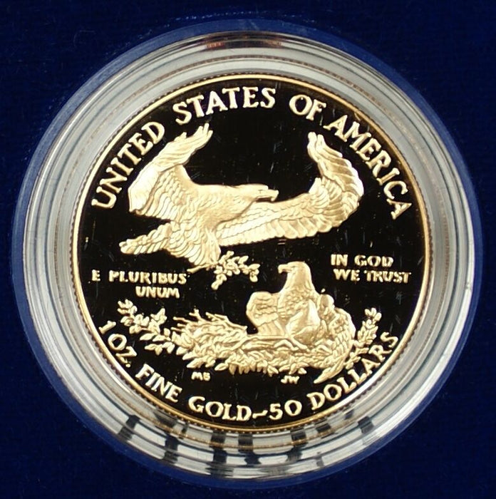 1987 US Eagle Gold Bullion One Ounce & Half Ounce Coins Proof W/ Box & COA set