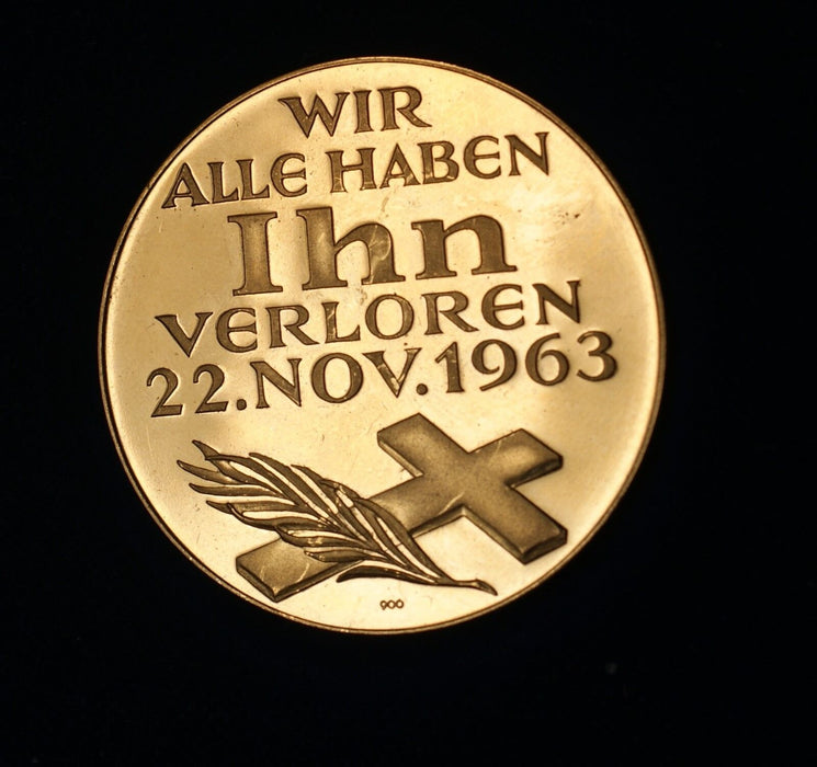 1963 German John F Kennedy Circulat Proof Gold Medal Wir Alle Haben Ihn Verloren