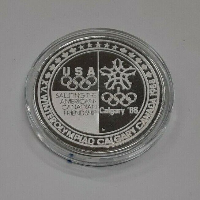 1988 Olympic Commemorative Silver Medal - Skiing  Proof-Like in Capsule