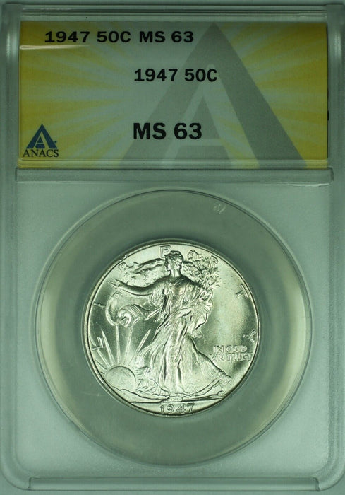 1947 Walking Liberty Silver Half Dollar 50c  ANACS MS-63  Better Coin