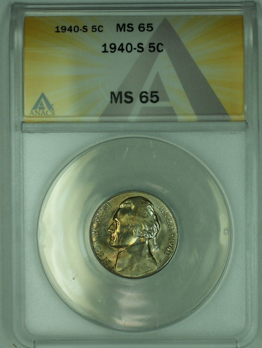 1940-S Jefferson Nickel Toned 5C ANACS MS 65 (51) B