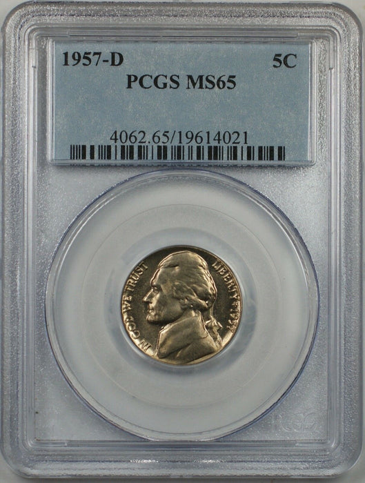 1957-D Nickel 5c Coin PCGS MS-65 1F