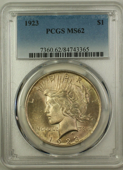 1923 Silver Peace Dollar $1 PCGS MS-62 (Better Coin) (16a)