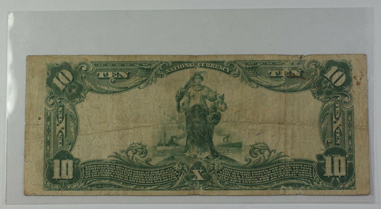 1902 Plain Back $10 National Currency Banknote Cohoes New York Charter # 1347