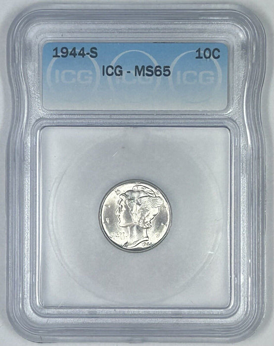 1944-S Mercury Silver Dime 10c Coin ICG MS 65 (54) D