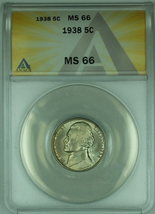 1938 Jefferson Nickel 5C ANACS MS 66