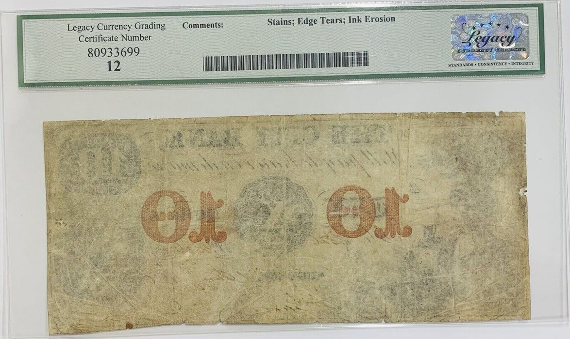 City Bank Augusta, GA $10 Jan. 1, 1856 Legacy Fine 12