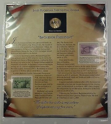 Postal Commem Society James Buchanan Presidential $1 Coin & Stamp Set in Holder