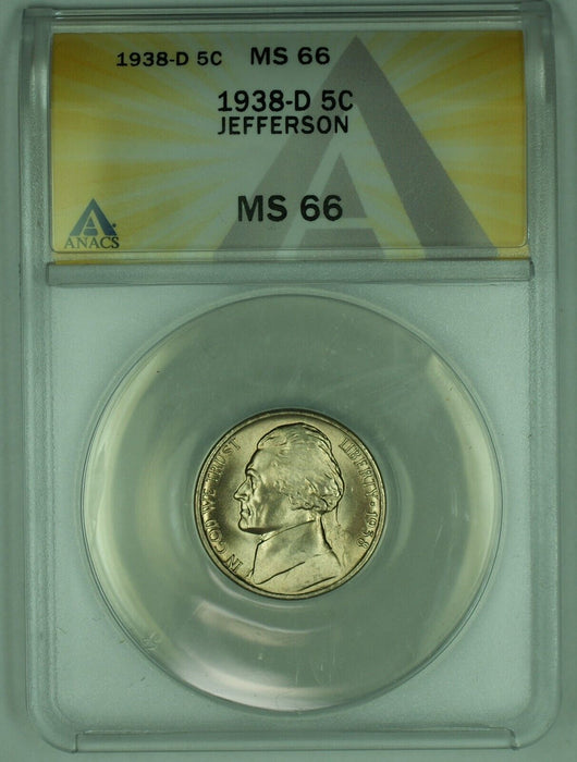 1938-D Jefferson Nickel 5C ANACS MS 66 (51) A