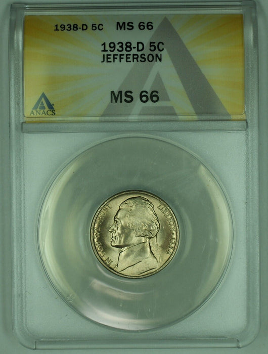 1938-D Jefferson Nickel 5C ANACS MS 66 (51) A