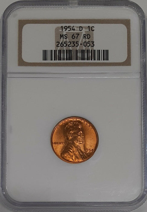 1954-D Lincoln Wheat Cent 1c NGC MS-67 RD