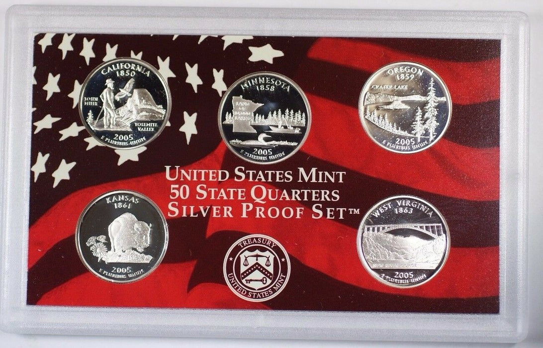 2005 US Mint Proof Silver Quarter Set Gem Coins w/ Box OGP