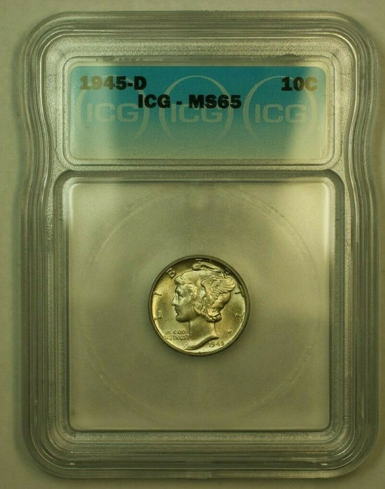 1945-D Silver Mercury Dime 10c Coin ICG MS-65 R