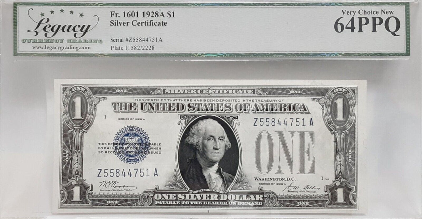 1928-A $1 Silver Certificate FR# 1601 Z-A Block Legacy Very Ch New 64PPQ   A