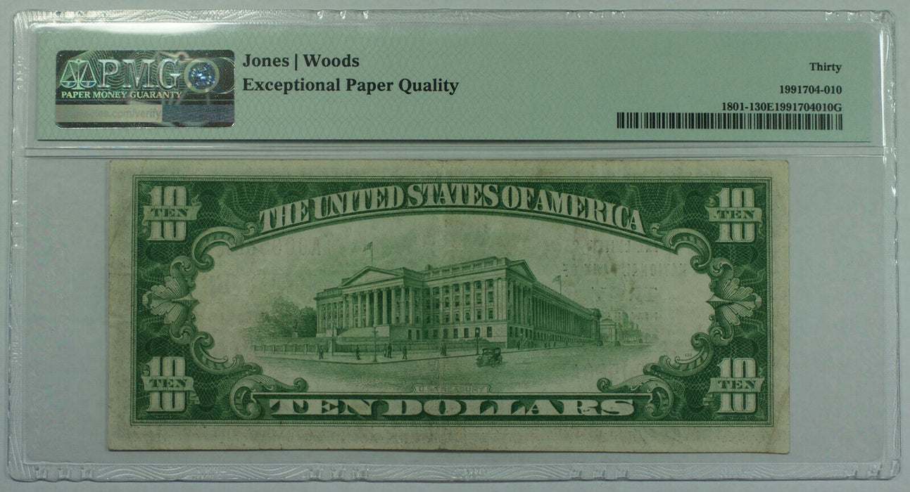1929 $10 Troy New York NY United National Bank CH# 940 Fr. 1801-1 PMG VF-30 EPQ