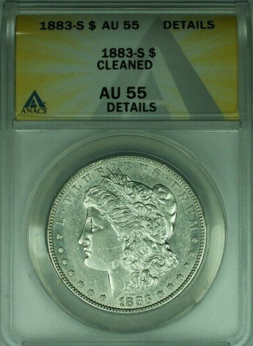 1883-S Morgan Silver Dollar S$1 ANACS AU-55 Details Cleaned  (38)