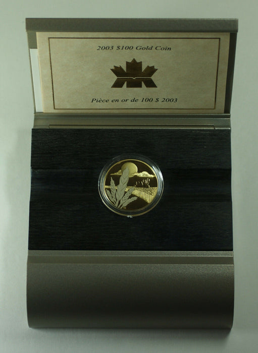 2003 Canada $100 Proof Gold Coin Marquis Wheat Discover Commemorative w/ Box COA