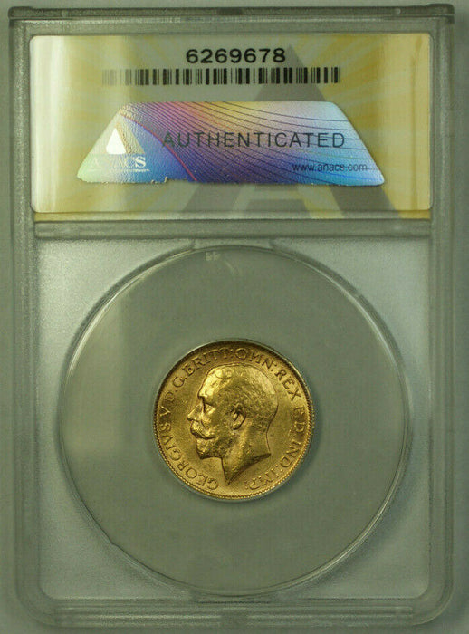 1912 Great Britain Gold Sovereign Coin ANACS AU-58 (B)