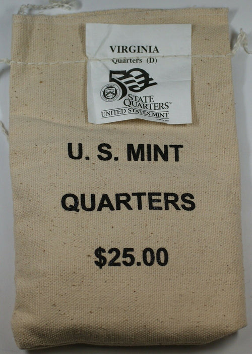 $25 US Mint Sewn BU 2000-D Virginia State Quarters Bag in Original Packaging