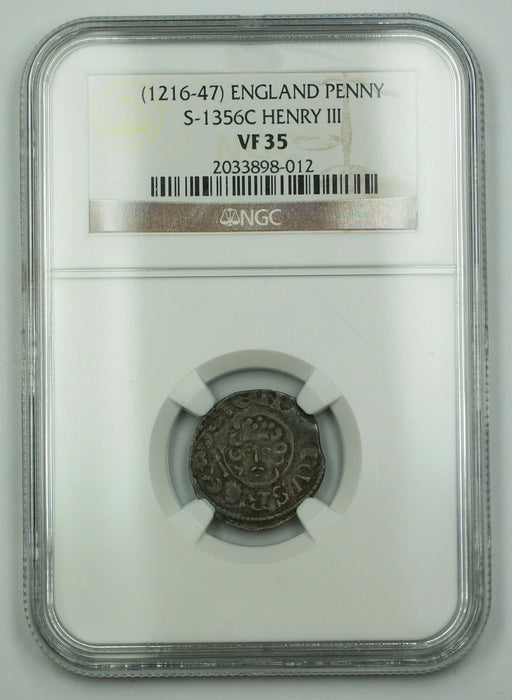1216-47 England Short Cross Penny Silver Coin S-1356C Henry III NGC VF-35 AKR