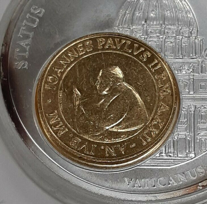 Vatican City 2 Piece UNC Medal/Coin Set - Pope John Paul II/European Currencies