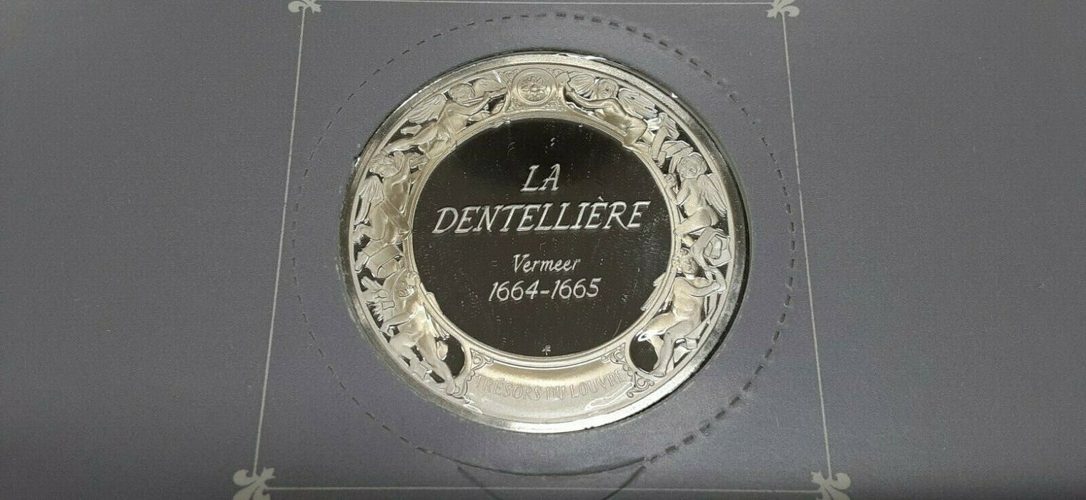 Franklin Mint Treasures of The Louvre .925 Silver Medal- The Lacemaker