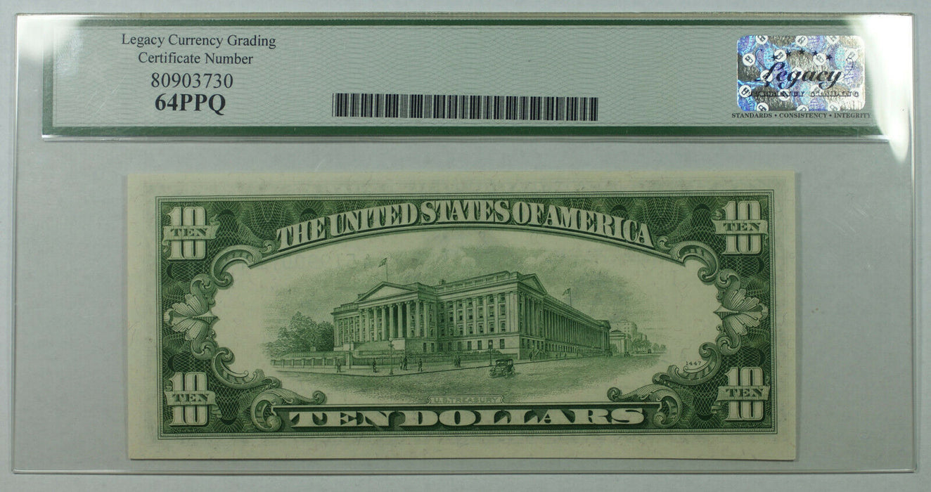1950 Ten Dollar $10 Narrow Federal Reserve Note FRN Fr. 2010-A Legacy New 64 PPQ