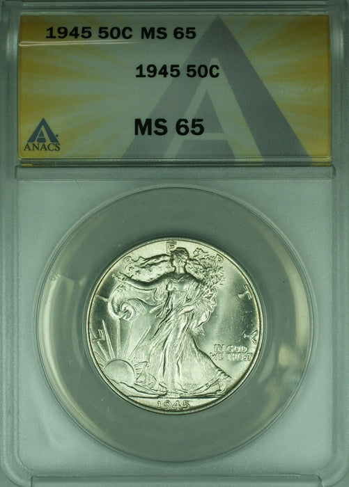 1945 Walking Liberty Silver Half Dollar 50c ANACS MS-65  (44A)