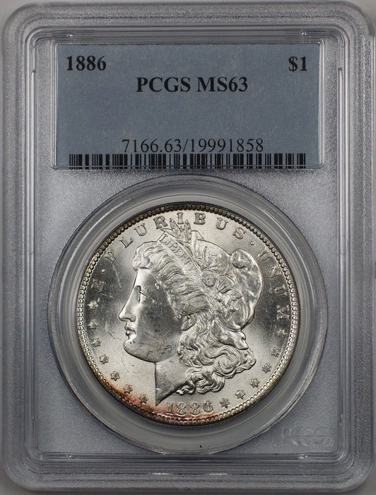 1886 Morgan Silver Dollar $1 Coin PCGS MS-63 Better Coin (BR-19 H)