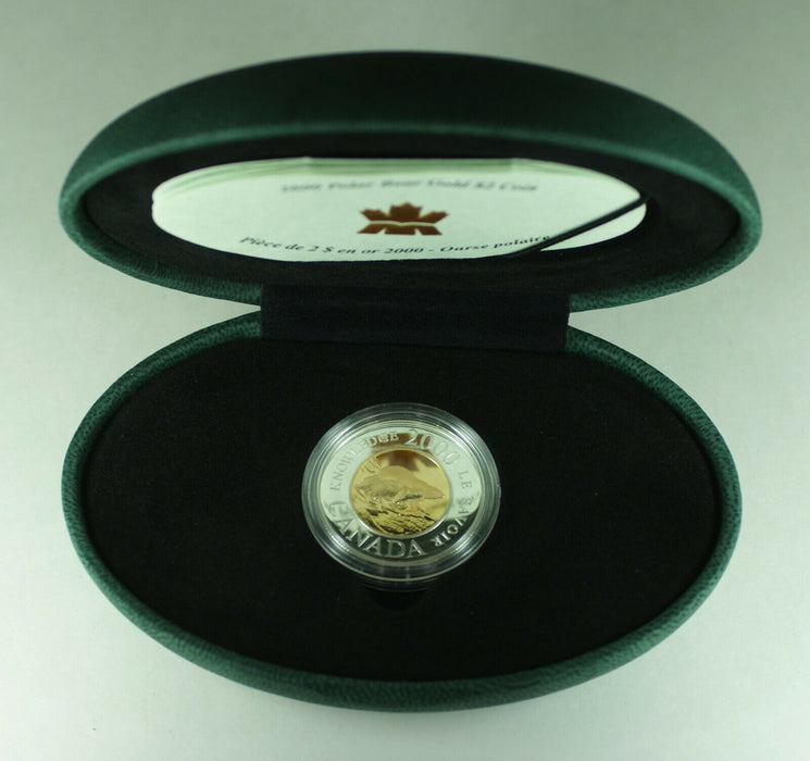 2000 Canada Polar Bear $2 Gold & Silver Proof Coin w/ Box COA