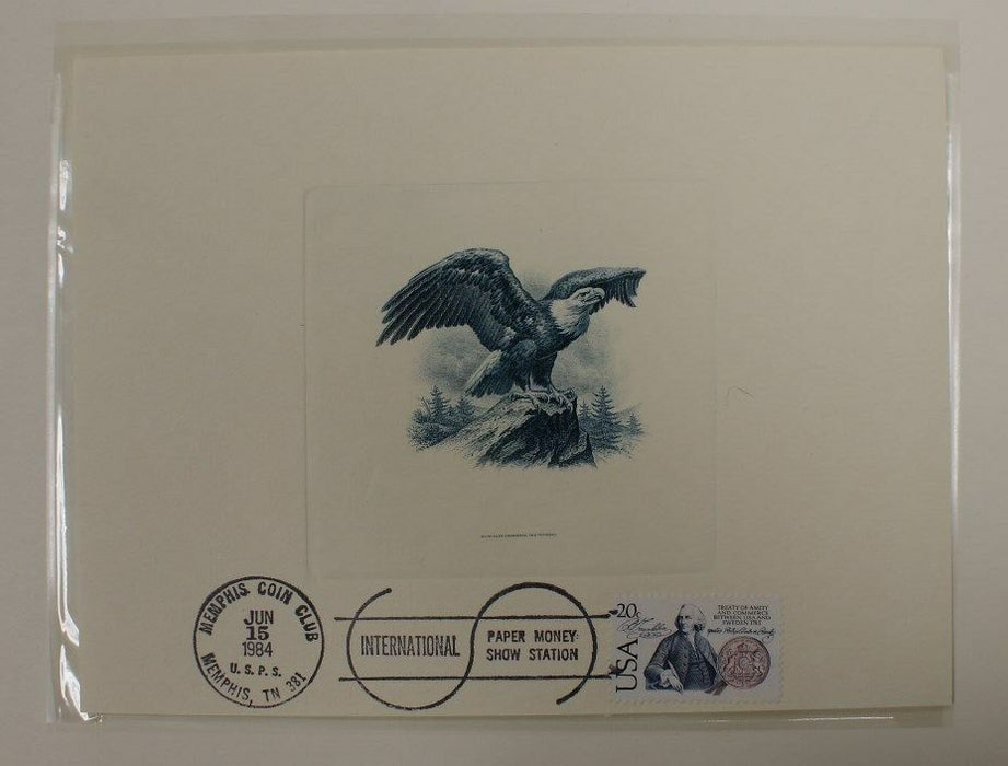 BEP souvenir card B 70 IPMS 1984 eagle on rock vignette blue Show cancelled