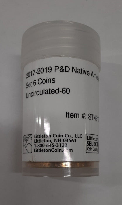 2017-2019 P & D Native American Dollar Mint Set - 6 BU Coins in Littleton Tube