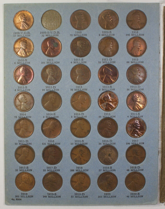1909-1945 Lincoln Wheat Cents Whitman Coin Album 9004 Complete Except 1909-S VDB