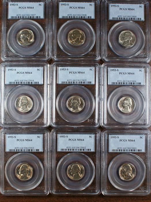 1953-S Jefferson Nickel Coin, PCGS MS-64