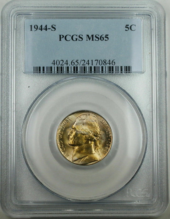1944-S Silver Jefferson War Nickel, PCGS MS-65 $ DIE CRACK, RS