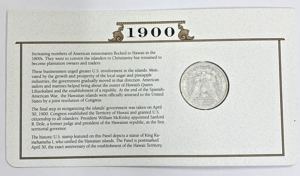 1900-O Morgan Silver Dollar $1 Coin Collection-Commemorative Stamp Card