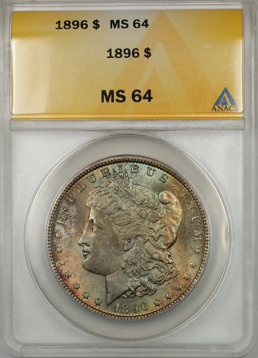 1896 Morgan Silver Dollar $1 Coin ANACS MS-64 *Beautifully Toned*