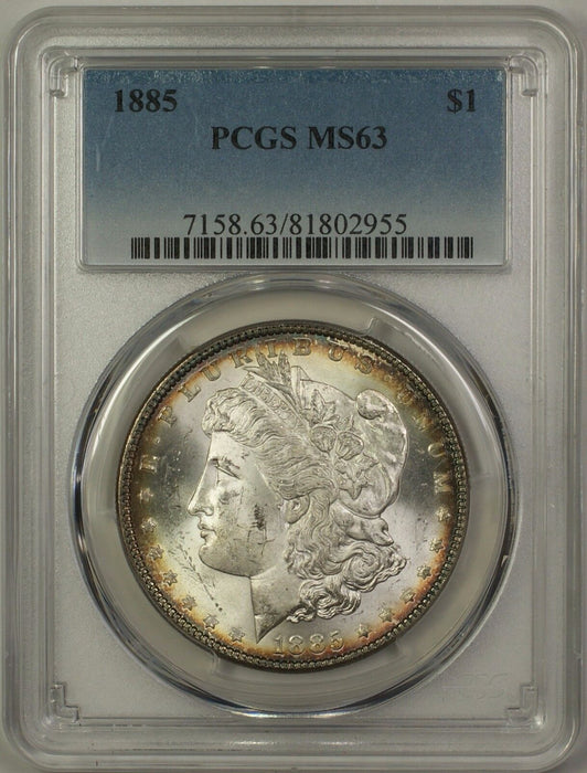 1885 Morgan Silver Dollar $1 Coin PCGS MS-63 Lightly Toned (14b)