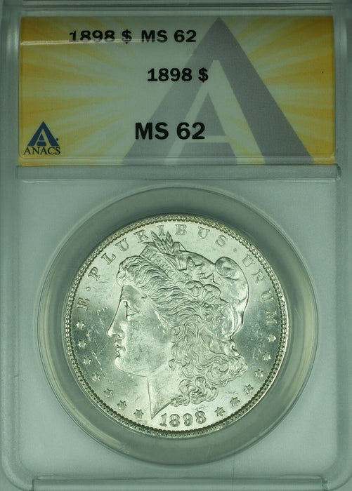 1898 Morgan Silver Dollar $1 Coin ANACS MS-62   (45B)