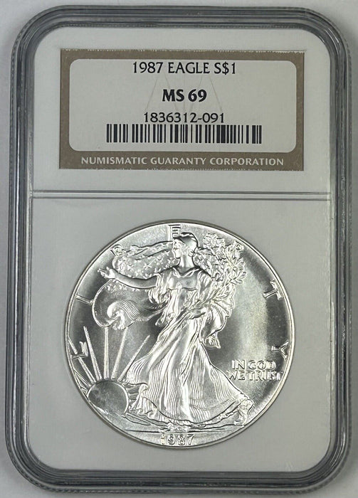 1987 American Silver $1 Eagle NGC MS 69 (X)