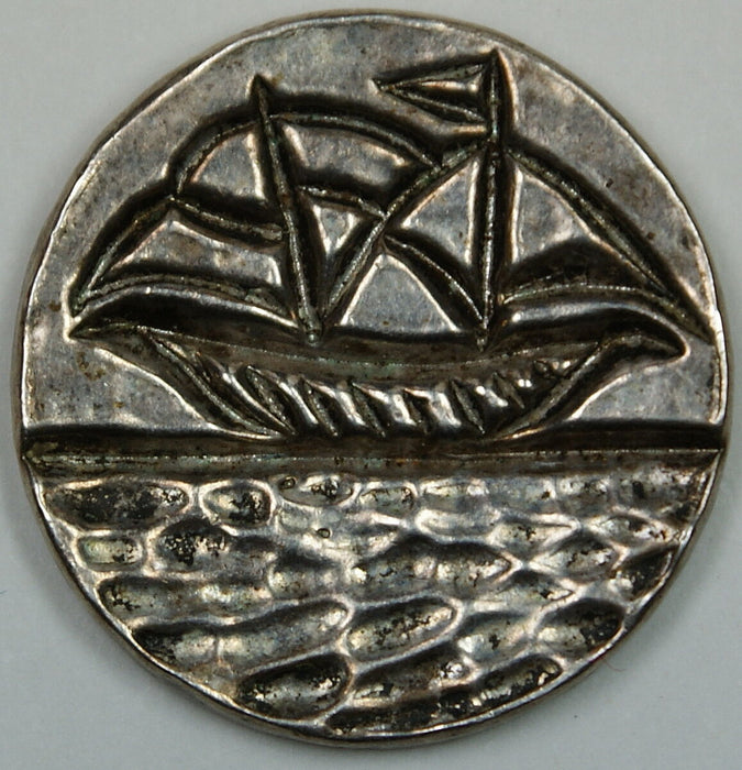Hand Carved Medal (Same Weight as Silver 50c 12.4g) Ship on Water,Unknown Origin
