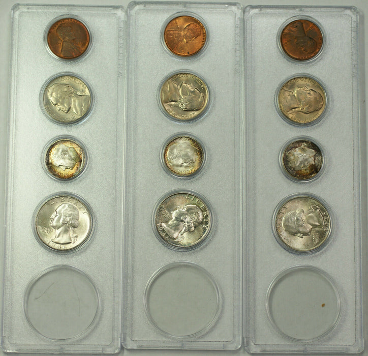 1946 P,D,S UNC Year Sets Silver Beautiful Toning Incomplete *NO Half Dollars*
