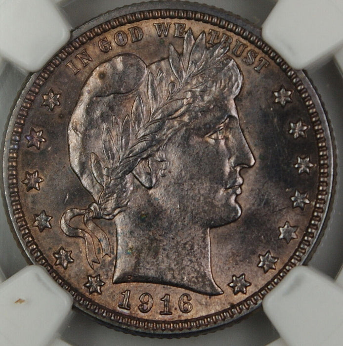 1916-D Barber Silver Quarter 25c, NGC UNC Details, Choice BU Toned Coin