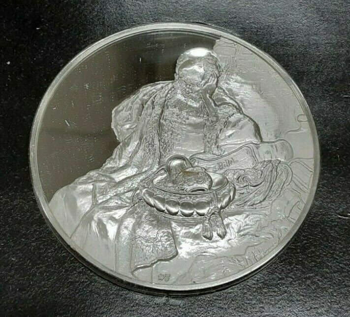 Franklin Mint Genius/Rembrandt PR .925 Silver Medal-Jeremiah/Jerusalem in Card