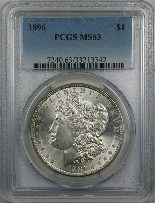 1896 Morgan Silver Dollar $1 Coin PCGS MS 63 (Beautiful Reverse Toning 12-A)