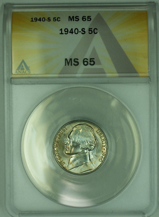 1940-S Jefferson Nickel Toned 5C ANACS MS 65 (51) A