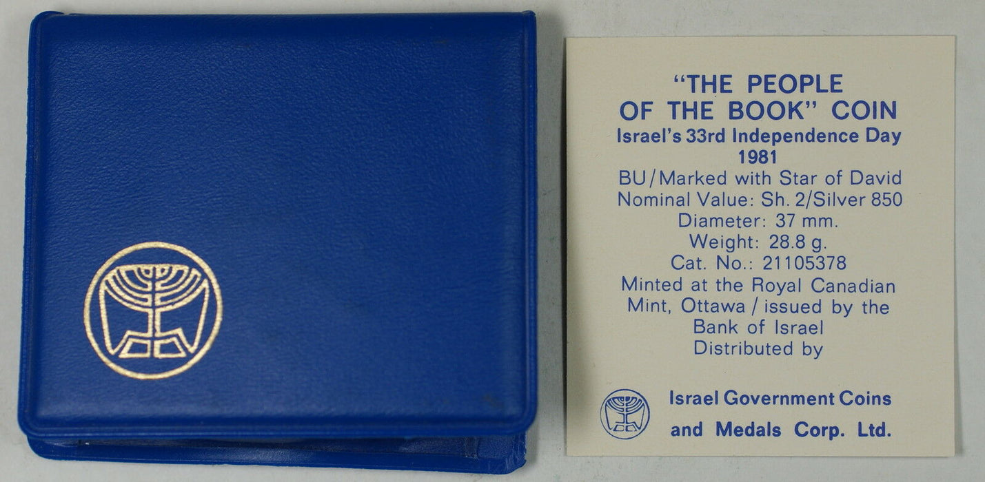1981 Israel 2 Sheqels Silver BU 33rd Independence Day Commem Coin in Blue Holder